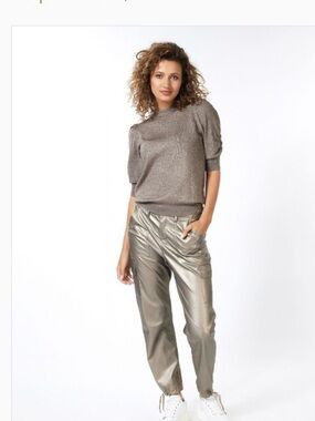 ***ESQUALO*** Soft Metallic Faux Leather  Gold Cargo Trouser  Pants .
